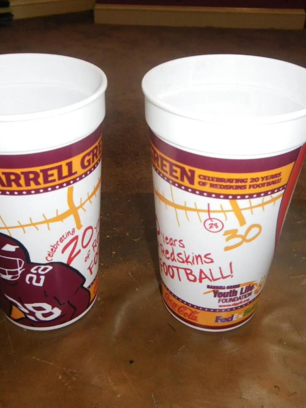 10 Vintage Redskins Plastic Cups 2002 Darrell Green Coca Cola Ridgewells